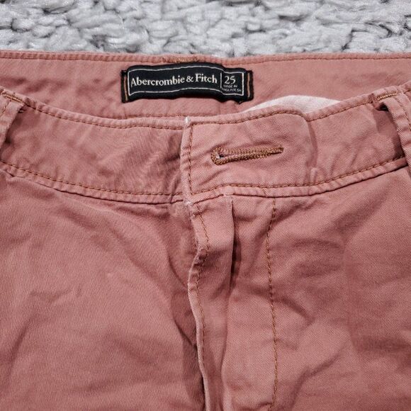 Abercrombie Low Rise Y2K Style Chino Shorts Pink Stretch Shortie Size 25 - Picture 6 of 13